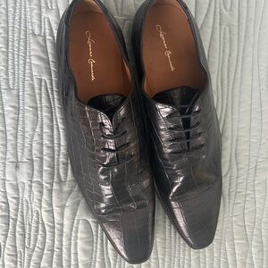 Black Alligator Leather Men’s Oxfords handcrafted in Italy